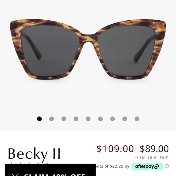 NWT Diff Eyeware Cat Eye Sunglasses - Picture 1 of 4